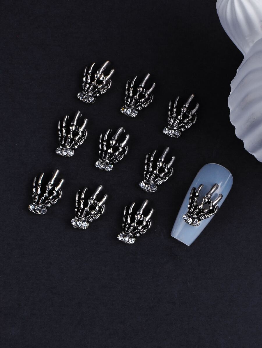 Skeleton-Hand Nail Charm Set - 10 Pieces — gallery image 1