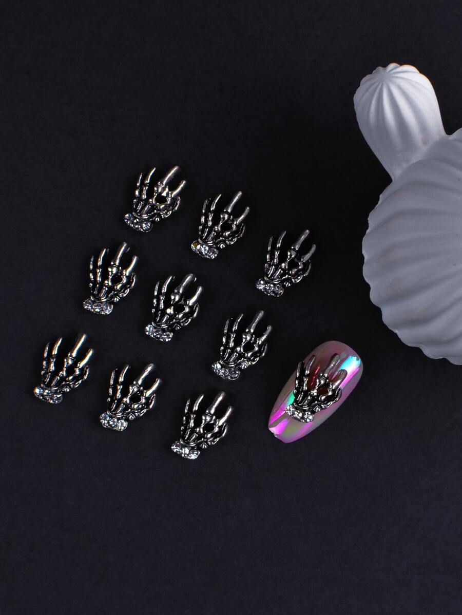 Skeleton-Hand Nail Charm Set - 10 Pieces — gallery image 2