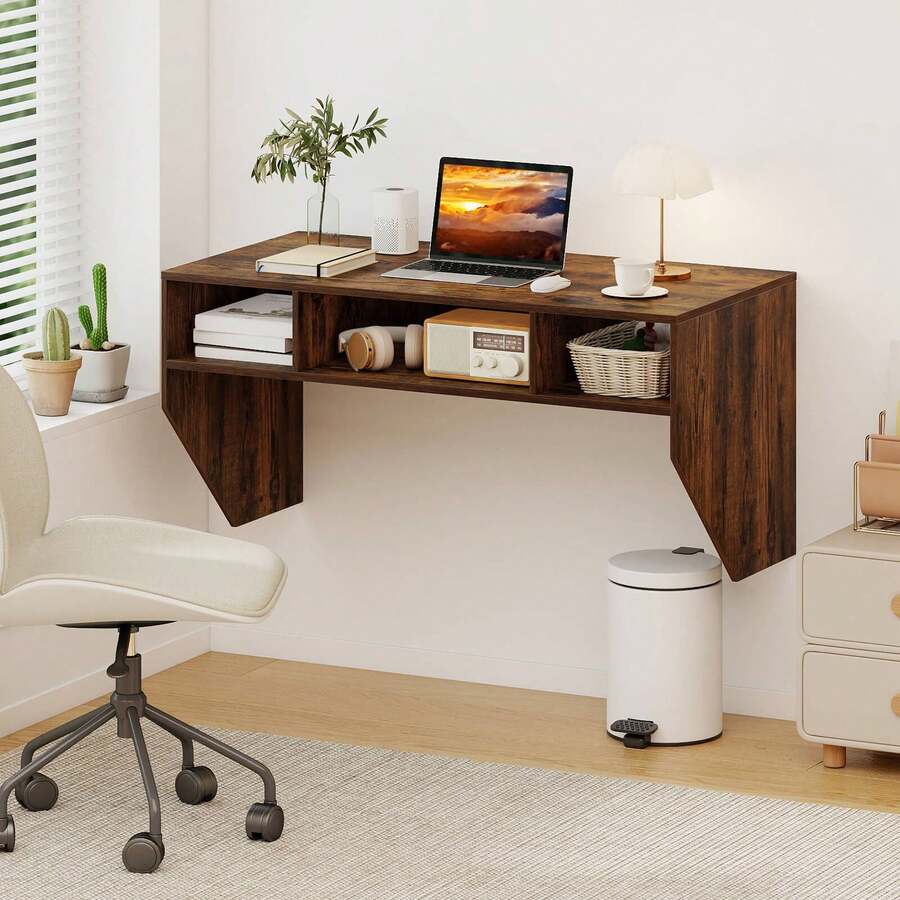 Wall-Mounted Floating Computer Desk with Spacious Work Surface — gallery image 1