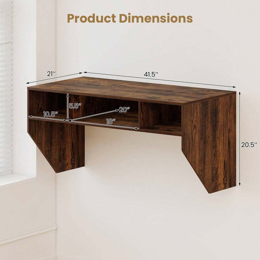 Wall-Mounted Floating Computer Desk with Spacious Work Surface — gallery image 2