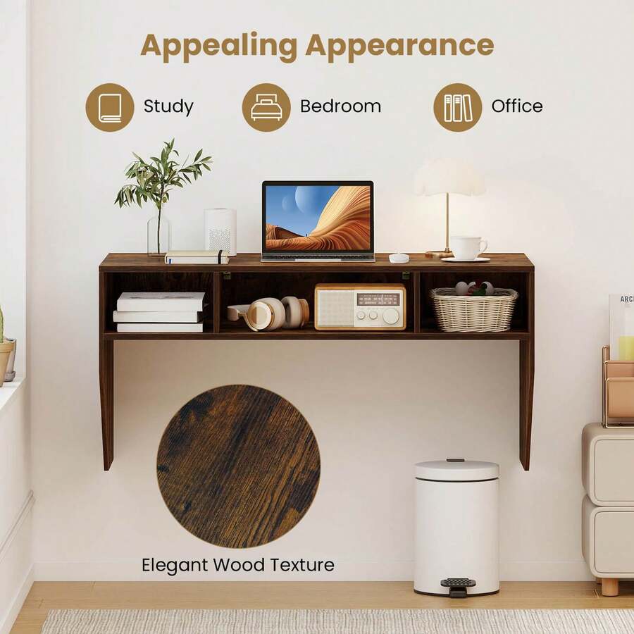 Wall-Mounted Floating Computer Desk with Spacious Work Surface — gallery image 8