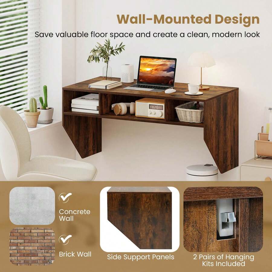 Wall-Mounted Floating Computer Desk with Spacious Work Surface — gallery image 7