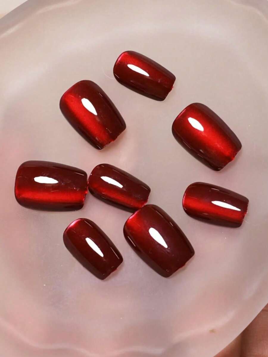 Cherry-Red Square Press-On Nails - 24 Pieces — gallery image 3