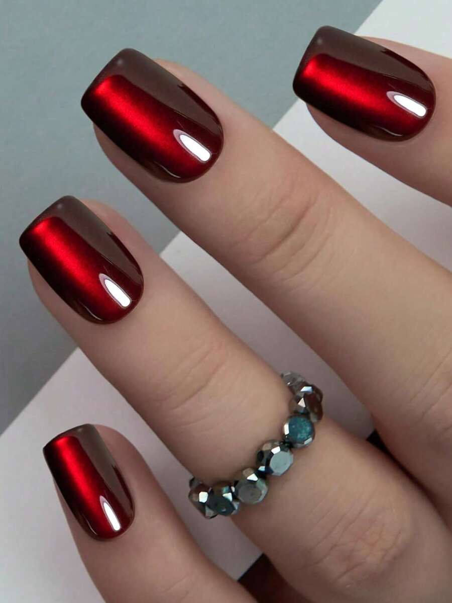 Cherry-Red Square Press-On Nails - 24 Pieces — gallery image 1