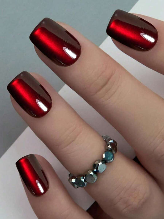 Cherry-Red Square Press-On Nails - 24 Pieces — gallery image 1