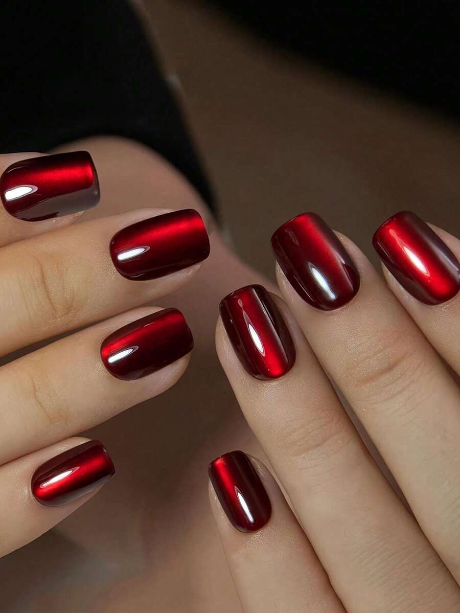 Cherry-Red Square Press-On Nails - 24 Pieces — gallery image 2