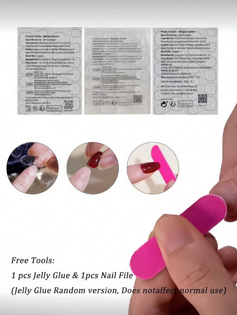 Black-to-Cherry Cat-Eye Almond Press-On Nails — gallery image 10