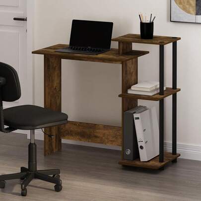 29-Inch Compact Computer Desk with 3 Side Shelves, Dark Mocha — gallery image 7