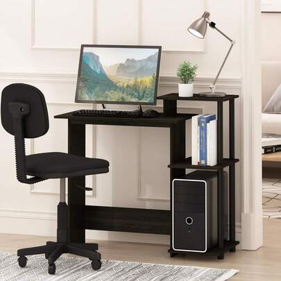 29-Inch Compact Computer Desk with 3 Side Shelves, Dark Mocha — gallery image 8
