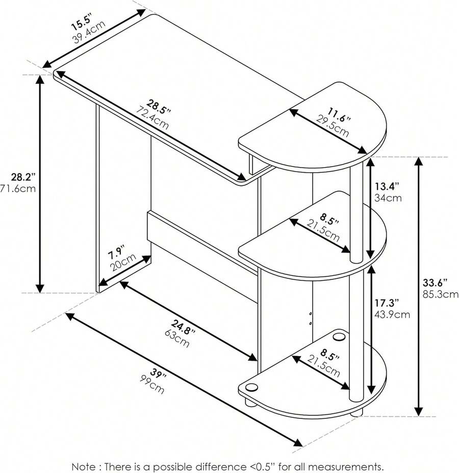 29-Inch Compact Computer Desk with 3 Side Shelves, Dark Mocha — gallery image 6