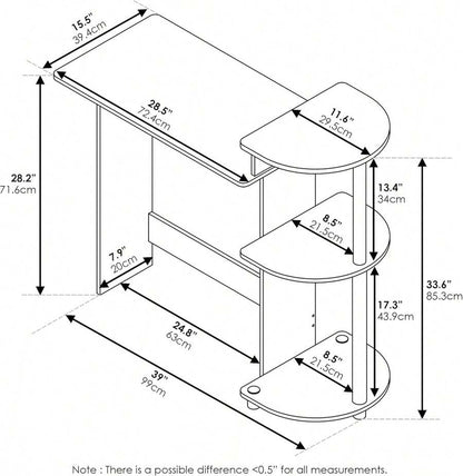 29-Inch Compact Computer Desk with 3 Side Shelves, Dark Mocha — gallery image 6