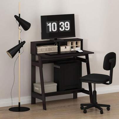 29-Inch Compact Computer Desk with 3 Side Shelves, Dark Mocha — gallery image 14