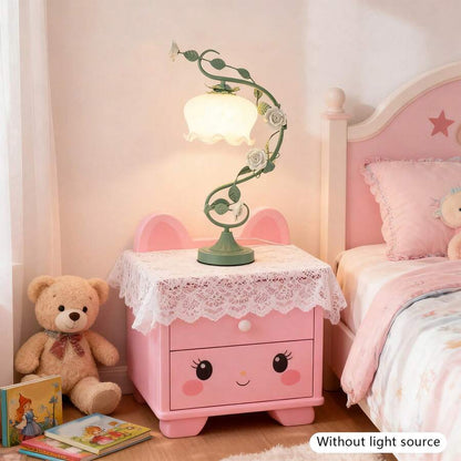 Rose Table Lamp with Curved Glass Shade, White & Green — gallery image 2