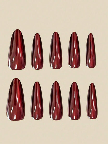 Black-to-Cherry Cat-Eye Almond Press-On Nails — gallery image 8
