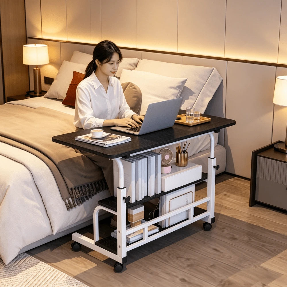 Extra-Large 3-Tier Rolling Computer Desk with Locking Casters — gallery image 3