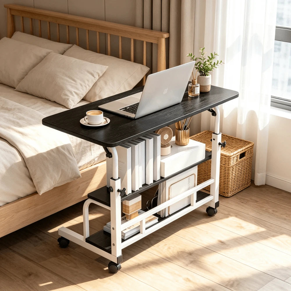 Extra-Large 3-Tier Rolling Computer Desk with Locking Casters — gallery image 1