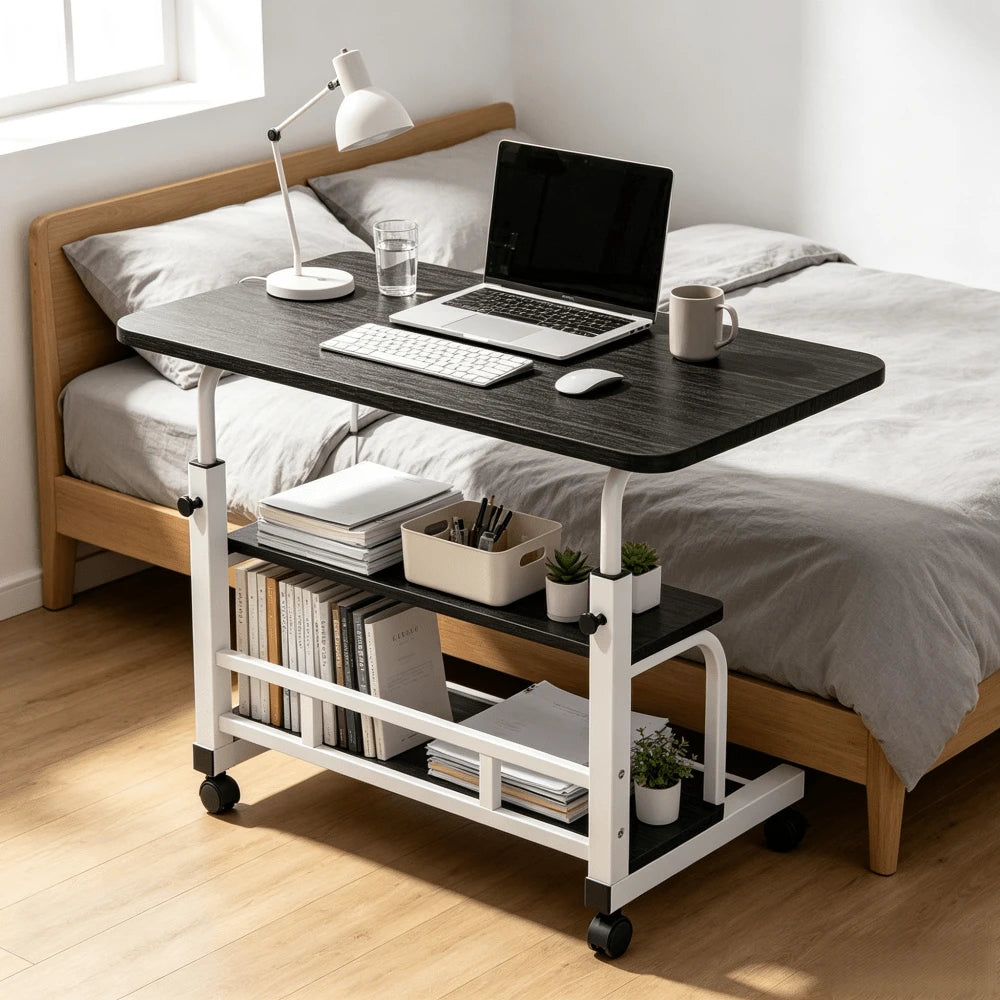 Extra-Large 3-Tier Rolling Computer Desk with Locking Casters — gallery image 2