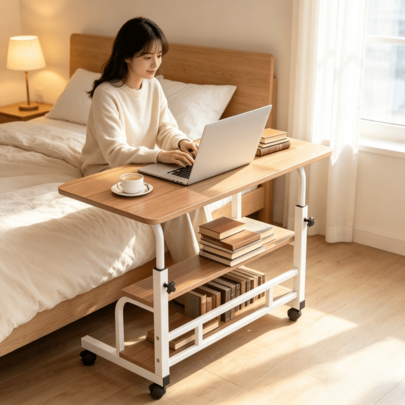 Extra-Large 3-Tier Rolling Computer Desk with Locking Casters — gallery image 6