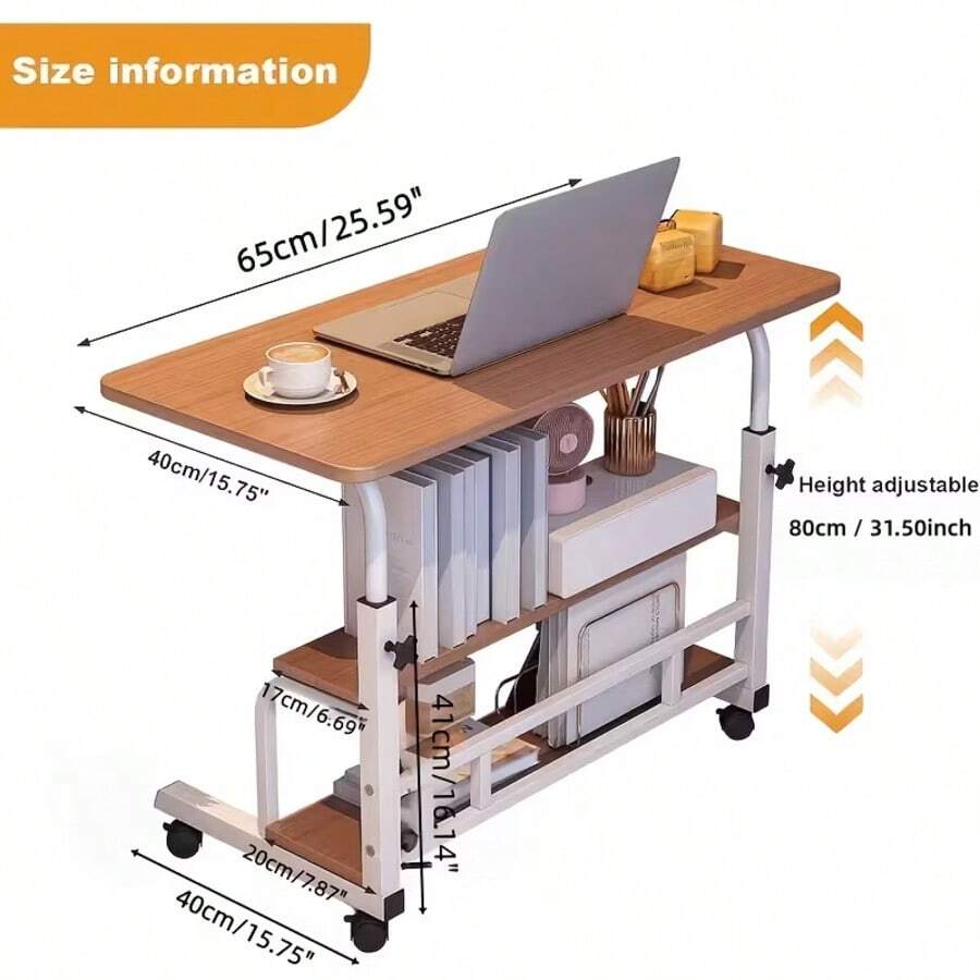 Extra-Large 3-Tier Rolling Computer Desk with Locking Casters — gallery image 4