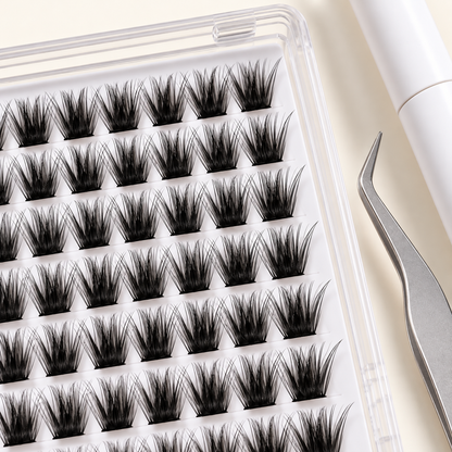 Black wispy lash clusters — close-up detail