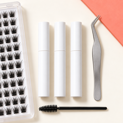 Lash kit tools — three tubes, curved applicator and spoolie